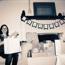 Sarah opening gifts